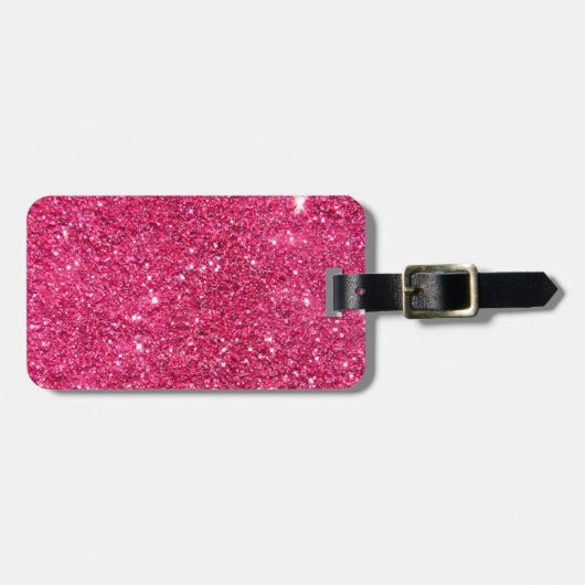 Glamor Hot Pink Glitter Bagagelabel (Voorkant horizontaal)