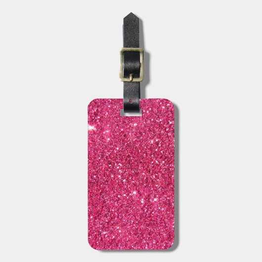 Glamor Hot Pink Glitter Bagagelabel (Voorkant verticaal)