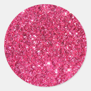 Glamor Hot Pink Glitter Ronde Sticker