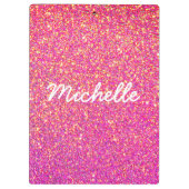 Glamor Hot Pink Gold Glitter Script op maat Klembord (Achterkant)