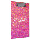 Glamor Hot Pink Gold Glitter Script op maat Klembord (Rechts)
