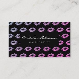 Glamor Hot Pink Violet Glitter Kisses Visitekaartje
