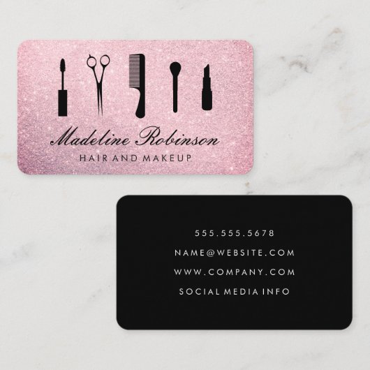 Glamor Kit Tools met Elegant Ruby Glitter Visitekaartje (Voorkant / Achterkant)