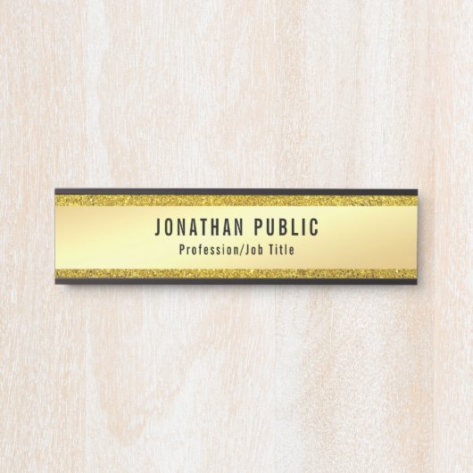 Glamor Modern Faux Gold Glitter Elegant Sjabloon Deurbordje (Voorkant)