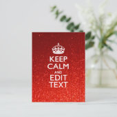 Glamor Red Festive Personalized Keep Calm Briefkaart (Staand voorkant)