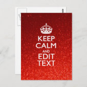 Glamor Red Festive Personalized Keep Calm Briefkaart (Voorkant / Achterkant)