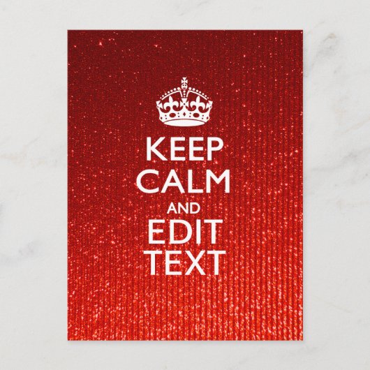 Glamor Red Festive Personalized Keep Calm Briefkaart (Voorkant)