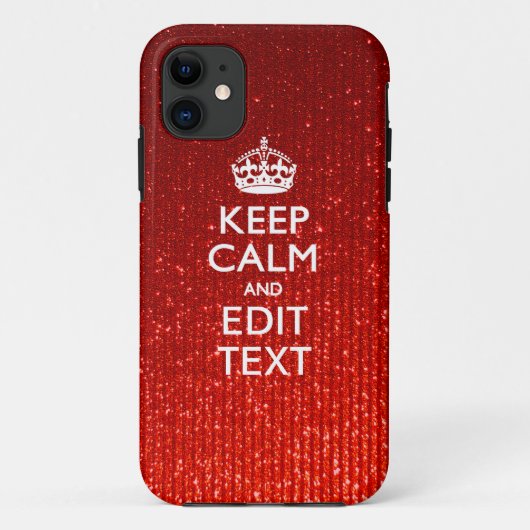 Glamor Red Festive Personalized Keep Calm Case-Mate iPhone Case (Achterkant)