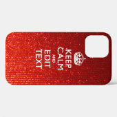 Glamor Red Festive Personalized Keep Calm Case-Mate iPhone Case (Achterkant (horizontaal))