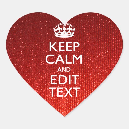 Glamor Red Festive Personalized Keep Calm Hart Sticker (Voorkant)