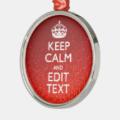 Glamor Red Festive Personalized Keep Calm Metalen Ornament (Links)