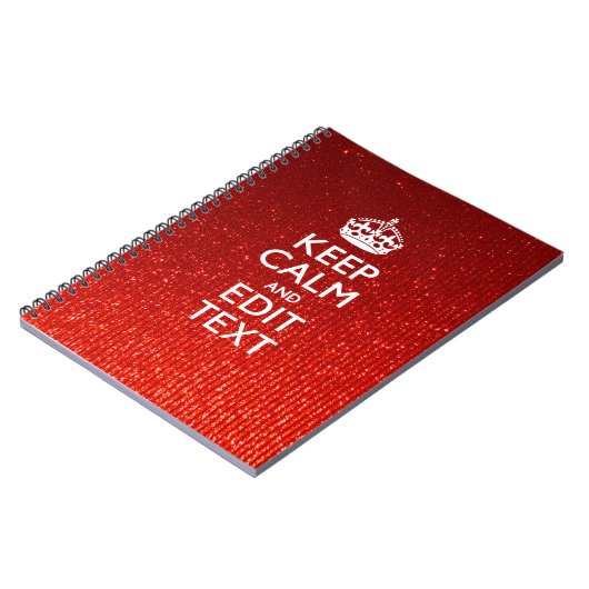 Glamor Red Festive Personalized Keep Calm Notitieboek (Linkerzijde)