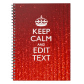 Glamor Red Festive Personalized Keep Calm Notitieboek (Voorkant)