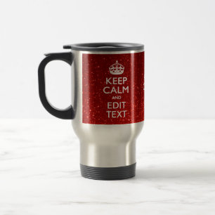 Glamor Red Festive Personalized Keep Calm Reisbeker