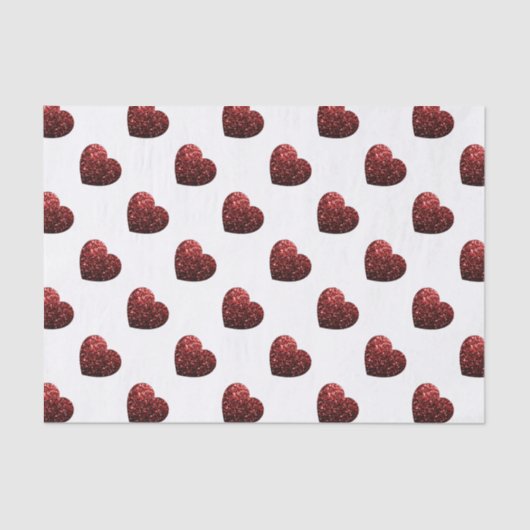Glamor Red Glitter sparkles Hartpatroon Tissuepapier (Voorkant)