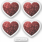 Glamor Red Glitter sparkles Hearts Sticker (Voorkant)