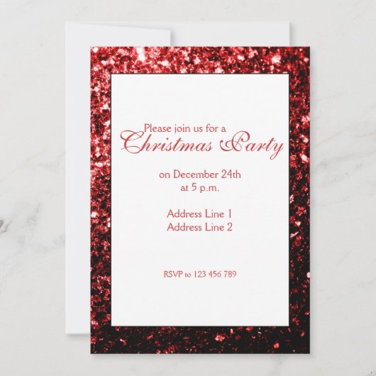 Glamor Red sparkles kerstfeest uitnodiging (Voorkant)