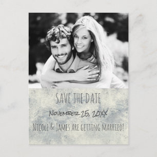 Glamor Silver White Winter Save the Date Photo Aankondigingskaart