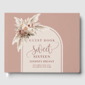 Glamorous Arch Pastel Pink Pampas Floral Sweet 16 Gastenboek (Voorkant)
