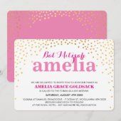 GLAMOROUS BAT MITZVAH rustiek goud confetti roze Kaart (Voorkant / Achterkant)