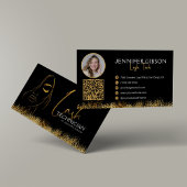 Glamorous Black & Gold Lash Tech QR Code Visitekaartje