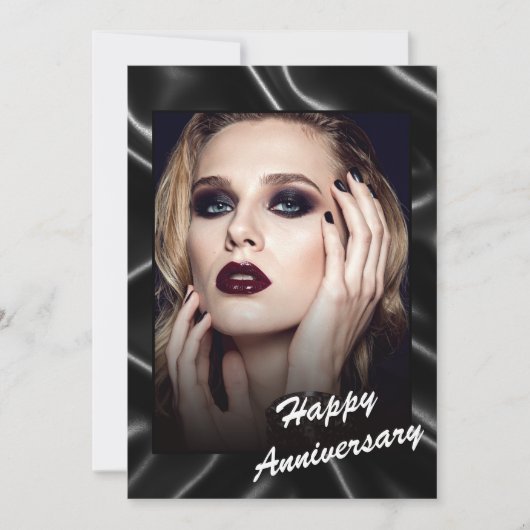 Glamorous Black Leather Anniversary Flat Card Kaart (Voorkant)