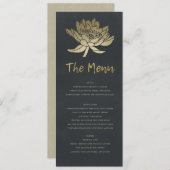GLAMOROUS BLEEK GOLD BLUE BLACK LOTUS FLORAL MENU (Voorkant / Achterkant)