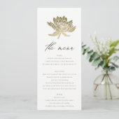 GLAMOROUS BLEEK GOLD WHITE KRAFT LOTUS FLORAL MENU (Staand voorkant)