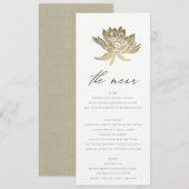 GLAMOROUS BLEEK GOLD WHITE KRAFT LOTUS FLORAL MENU (Voorkant / Achterkant)