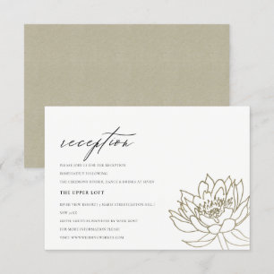 GLAMOROUS BLEEK GOLD WHITE LOTUS FLORAL RECEPT KAART