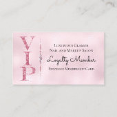 Glamorous Diamonds Pink Glitter VIP Loyaliteit Visitekaartje (Voorkant)