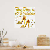 GLAMOROUS GOLD 60E BIRTHDAY POSTER (Keuken)