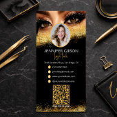 Glamorous Gold & Black Lash Tech QR Code  Visitekaartje