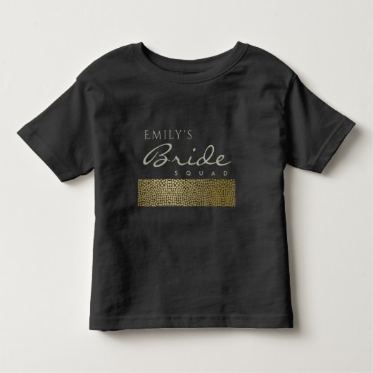 GLAMOROUS GOLD BLACK MOSAIC BRIDE SQUAD MONOGRAM KINDER SHIRTS (Voorkant)