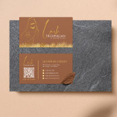 Glamorous Gold & Brown Lash Tech QR Code  Visitekaartje