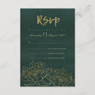 GLAMOROUS GOLD DARK GREEN LOTUS FLORAL RSVP KAARTJE