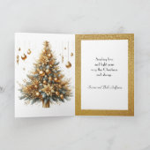 Glamorous Gold Sparkle Christmas Tree Feestdagen Kaart (Binnen)