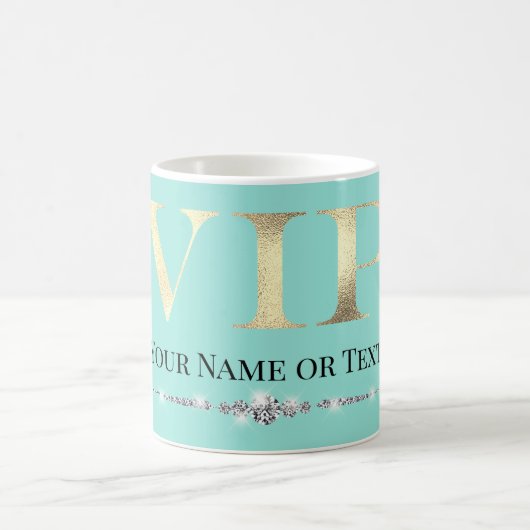 Glamorous Gold VIP op Blauwgroen Koffiemok (Center)