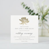 GLAMOROUS GOLD WHITE KRAFT LOTUS FLORAL WEDING KAART (Staand voorkant)