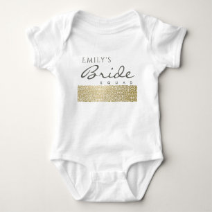 GLAMOROUS GOLD WHITE MOSAIC BRIDE SQUAD MONOGRAM ROMPER