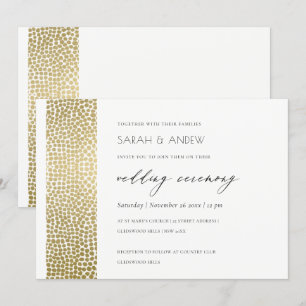 GLAMOROUS GOLD WHITE STIPPEN MOSAIC WEDING KAART