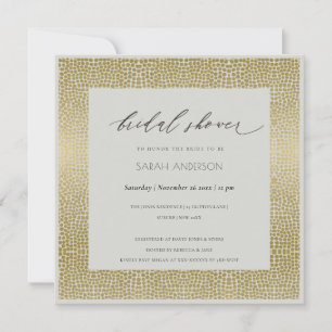 GLAMOROUS GREY GOLD DOTS MOSAIC BRIDAL SHOWER KAART