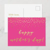 Glamorous Hot Pink & Gold - Happy Moederdag Briefkaart (Voorkant / Achterkant)