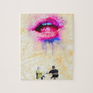 Glamorous Pink Lip Illustration Legpuzzel
