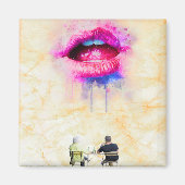  Glamorous Pink Lip Illustration Magneet (Voorkant)