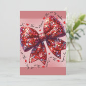 Glamorous Red Sequin Bow Valentine Feestdagenkaart (Staand voorkant)