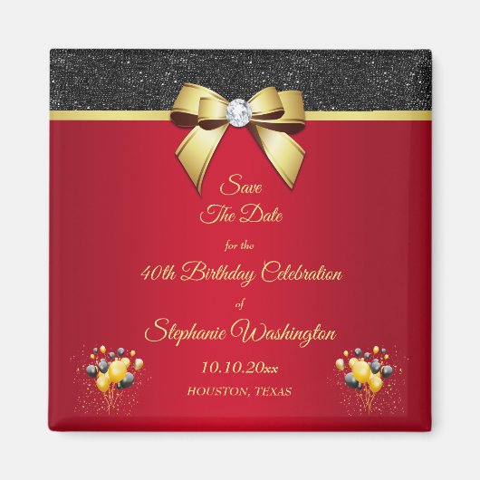 Glamorous Romantic Elegance Birthday Save The Date Magneet (Voorkant)