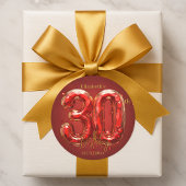 Glamorous Ruby and Gold Gemstone 30th Birthday Ronde Sticker