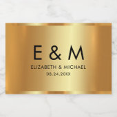 Glamorous Save the Date Gold Text Monogram Sparkling Wijnetiket (Enkel label)