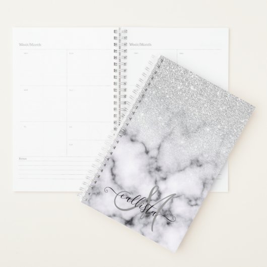 Glamorous Silver White Glitter Marble Gradient (Devant avec enveloppe)